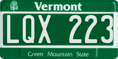 VT license plate LQX223