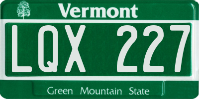 VT license plate LQX227