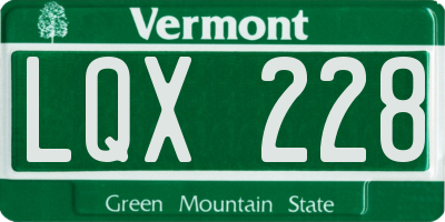 VT license plate LQX228