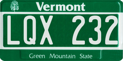 VT license plate LQX232
