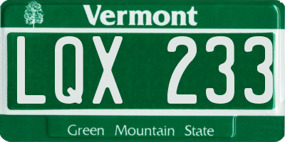 VT license plate LQX233