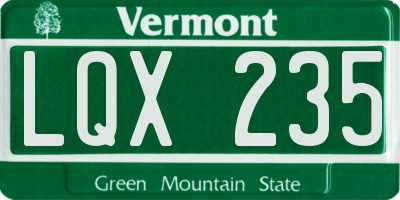 VT license plate LQX235