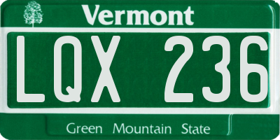 VT license plate LQX236