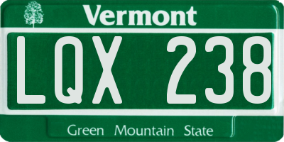 VT license plate LQX238