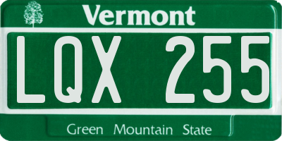 VT license plate LQX255
