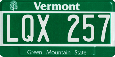 VT license plate LQX257