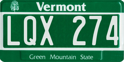 VT license plate LQX274