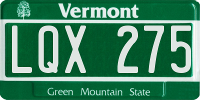 VT license plate LQX275