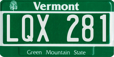 VT license plate LQX281