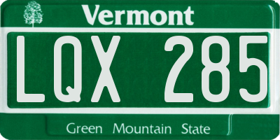 VT license plate LQX285