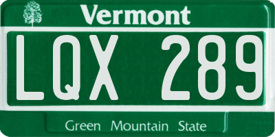 VT license plate LQX289