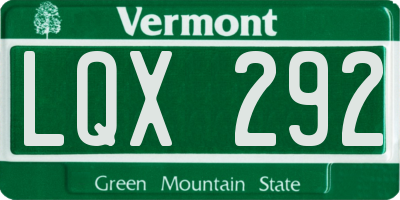 VT license plate LQX292