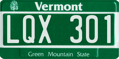 VT license plate LQX301