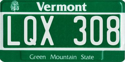 VT license plate LQX308