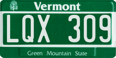 VT license plate LQX309