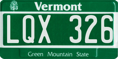 VT license plate LQX326