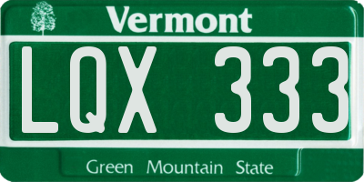 VT license plate LQX333