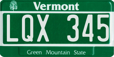VT license plate LQX345