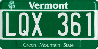 VT license plate LQX361