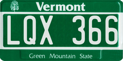 VT license plate LQX366