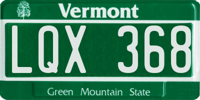 VT license plate LQX368