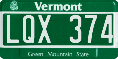 VT license plate LQX374