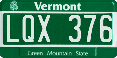 VT license plate LQX376