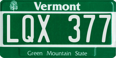 VT license plate LQX377