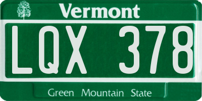 VT license plate LQX378