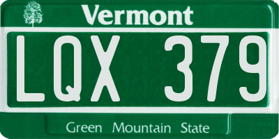 VT license plate LQX379