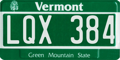 VT license plate LQX384