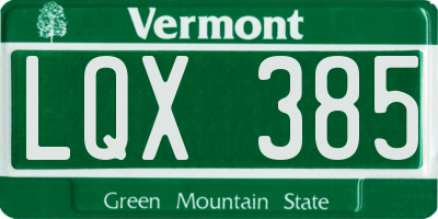 VT license plate LQX385