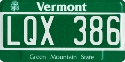 VT license plate LQX386