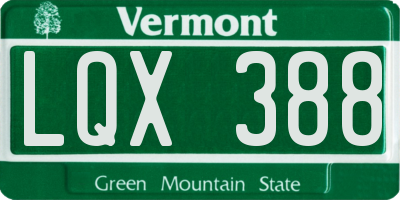 VT license plate LQX388