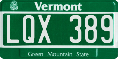 VT license plate LQX389