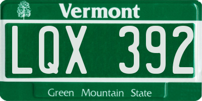 VT license plate LQX392