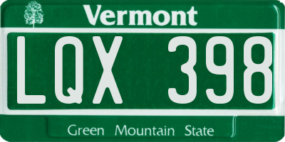 VT license plate LQX398