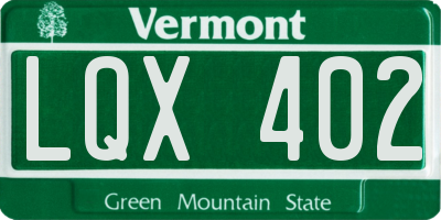 VT license plate LQX402