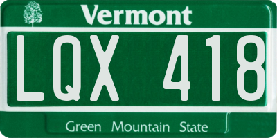 VT license plate LQX418