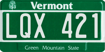 VT license plate LQX421