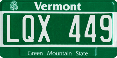 VT license plate LQX449