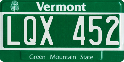 VT license plate LQX452