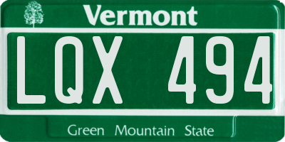 VT license plate LQX494