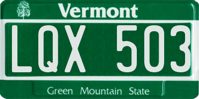 VT license plate LQX503