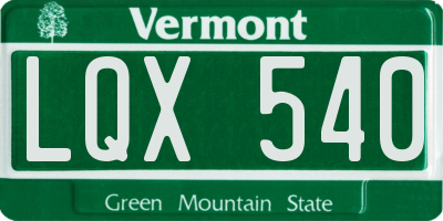 VT license plate LQX540