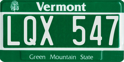 VT license plate LQX547
