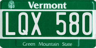 VT license plate LQX580