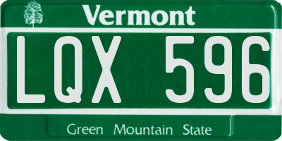 VT license plate LQX596