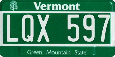 VT license plate LQX597
