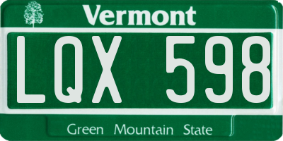 VT license plate LQX598